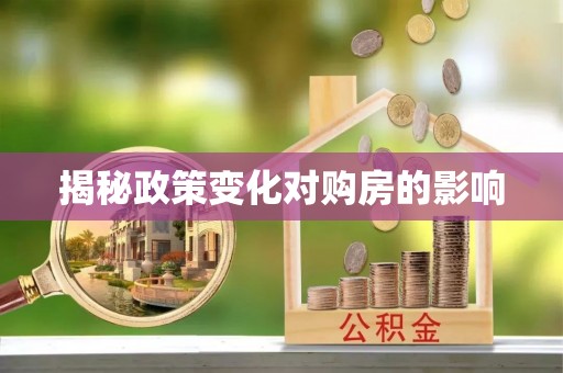 松桃揭秘政策变化对购房的影响